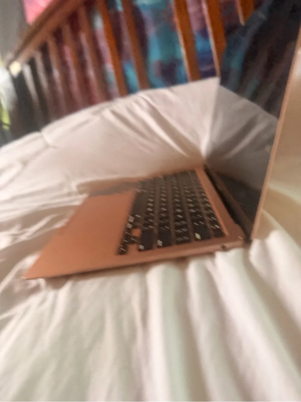 Apple MacBook Air in Rose Gold with Black Fist Decal Broken /For Parts